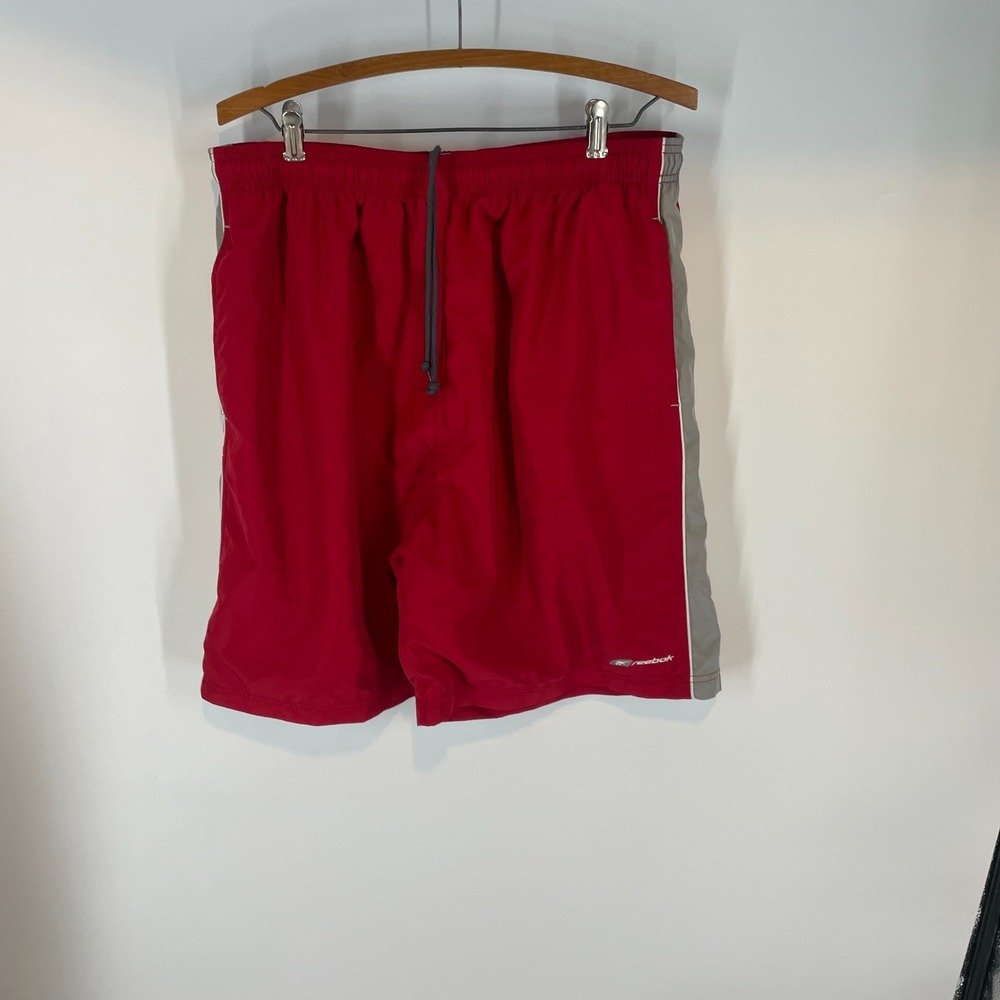 Reebok Mens Y2K Athletic Outdoor Drawstring Shorts Red Gray 2XL